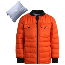 URBAN REPUBLIC Boys' Packable Puffer Jacket - Insulated Weather Resistant Windbreaker Bubble Winter Jacket for Boys (8-20), Size 14-16, Burnt Orange