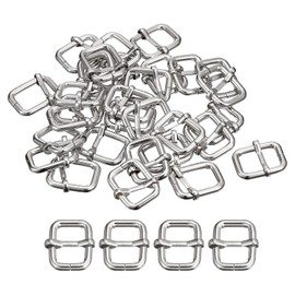 sourcing map Slides Buckles, 50pcs 15x15x3.8mm Metal Rectangle Adjuster Triglides Slide Buckle Roller Pin Buckles Slider Strap Adjuster for Belt Bags DIY Accessories, Silver Tone