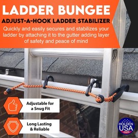 Holden USA Adjust-A-Hook Bungee – Ladder Stabilizer & Safety Support for Roofs, Gutters, and Painting Prep – Durable Attachment for Roofing and Gutter Work