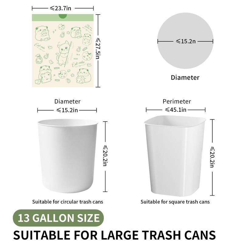 13 Gallon Trash Bags with Cats & Mice Printed &