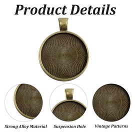 pson 25PCS 1 Inch Pendant Trays Round Bezel Setting, Bronze Pendant Blanks Trays for Jewelry Making, Photo Pendant, Necklace Crafting, DIY Projects