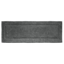 mDesign Soft 100% Cotton Hotel-Style Rectangular Spa Mat Rug, Plush Water Absorbent, Decorative Border for Bathroom Vanity Bathtub/Shower, Machine Washable Long Runner, 60" x 21", Charcoal Gray