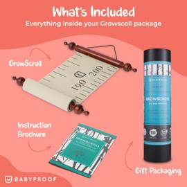 Growscroll Classic Kids Growth Chart for Wall - Unique Height Chart for Boys & Girls - Handcrafted Using Canvas & Hard Types of Wood - Great Collectible Or Family Heirloom - Khaki White Bars