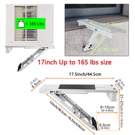 Window Air Conditioner Support Bracket,Adjustable Anti-slip shock-absorbing mat Window AC Safe Support Bracket Installs From Inside the House Built-in bubble level window AC Mount Bracket up to 165lbs
