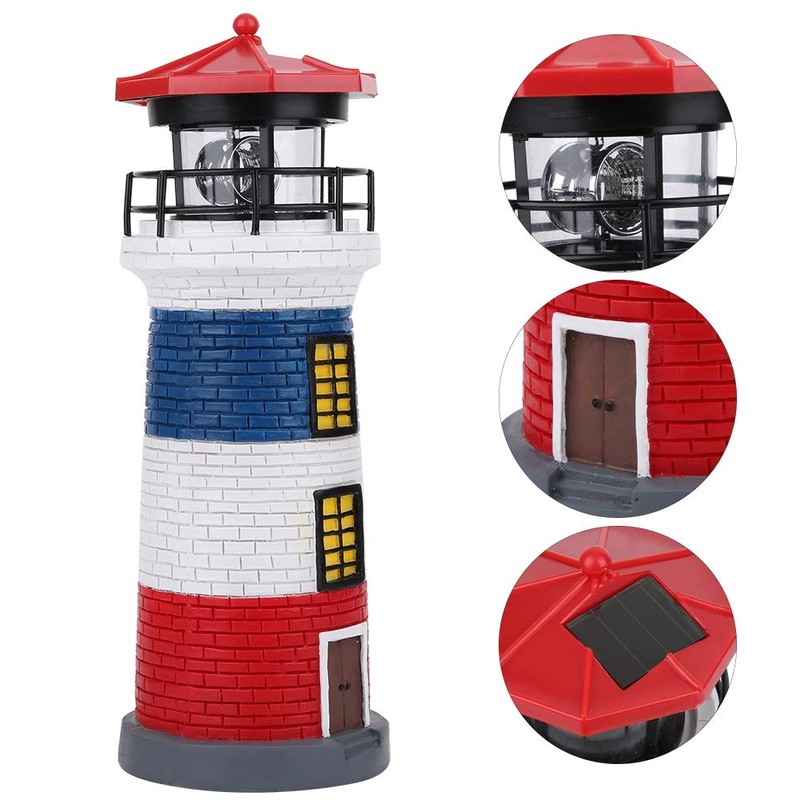 Solar Lighthouse, Easy to Install Rotating Lighthouse Light, Craft Ornament
