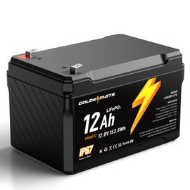12V 12Ah LiFePO4 Lithium Battery, IP67 Waterproof, Lightweight