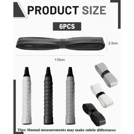 ZEXIJOW Pack of 6 Grip Tape Non-Slip Overgrip Badminton Grip, Perforated for Badminton Squash Tennis Racquetball Fishing Rod Better Grip and Moisture Absorption