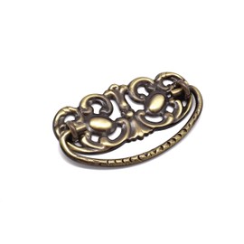 Restore Hardware 3" CC Victorian Drawer Pull - Antique Brass, Antiqued - Solid Brass, Flexible Back Plate - 3 5/8" W x 1 5/8" H