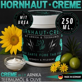 Vita.Fuchs Hornhautentferner Creme – 250ml | 12 % Urea, Panthenol & Olivenöl | Gegen Hornhaut & Schrunden | Fußpflege für täglich weiche, gepflegte Füße & zum Hornhaut entfernen Fuß | Made in Germany