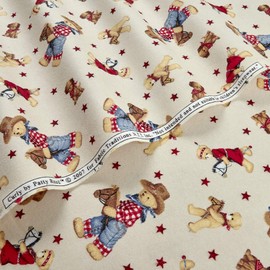 Fabric Traditions Flannel Tossed Cowboy Bears Ivory/Multi Fabric By The Yard