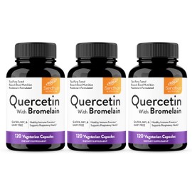 Quercetin with Bromelain Vegetarian Supplement Capsules | 360 Count (1000mg Per Serving 2400 GDU/g) | Supports Healthy Immune System, Helps With Seasonal Allergy Support | High Absorption Antioxidant