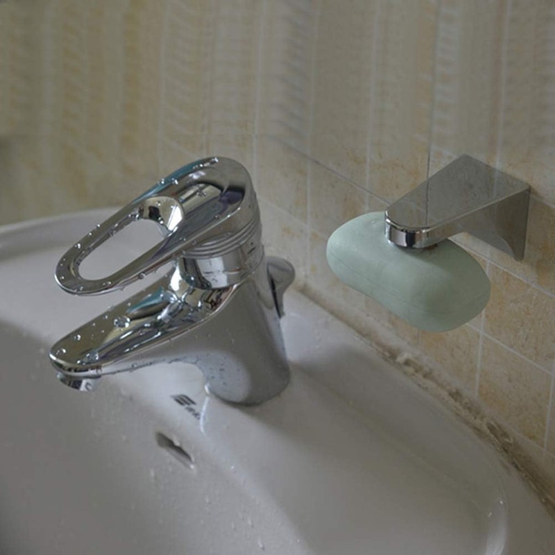 Silver Home Bathroom Magnetic Soap Holder Container Case Wall Attachment