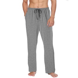 Ekouaer 2 Pack Men's Pajama Bottoms Long Checked Pajama Pants Winter Warm Pajama Pants Soft Leisure Pants Christmas Pajamas with Pockets and Drawstring Black + light gray Checked M