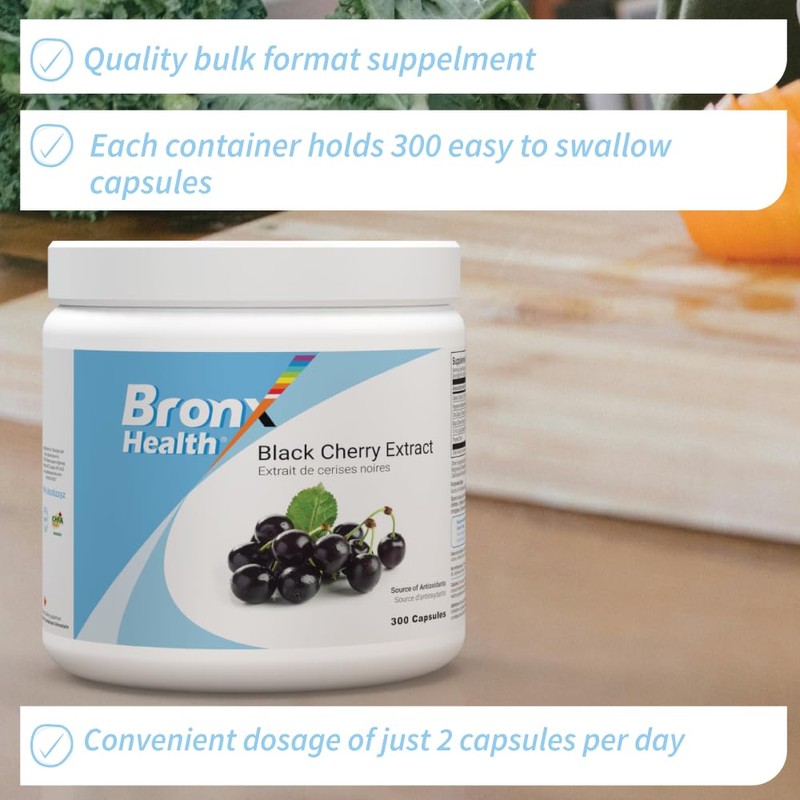 BRONX Black Cherry Extract 300 Capsules | Gout Supplement |