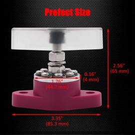 Ampper Heavy Duty M8 Single Stud Battery Power/Ground Distribution Block W/Cover and (8) #8-32 Terminal Screws, 5/16" Power Junction Block Distribution Studs Terminal Kit (Red and Black)