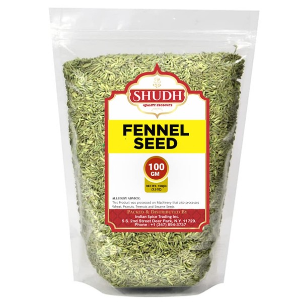 SHUDH FENNEL SEEDS 3.5 oz |100GM | (Saunf Sabut) Whole Spice All Natural ~ Gluten Friendly | NON-GMO | Vegan | Indian Origin…
