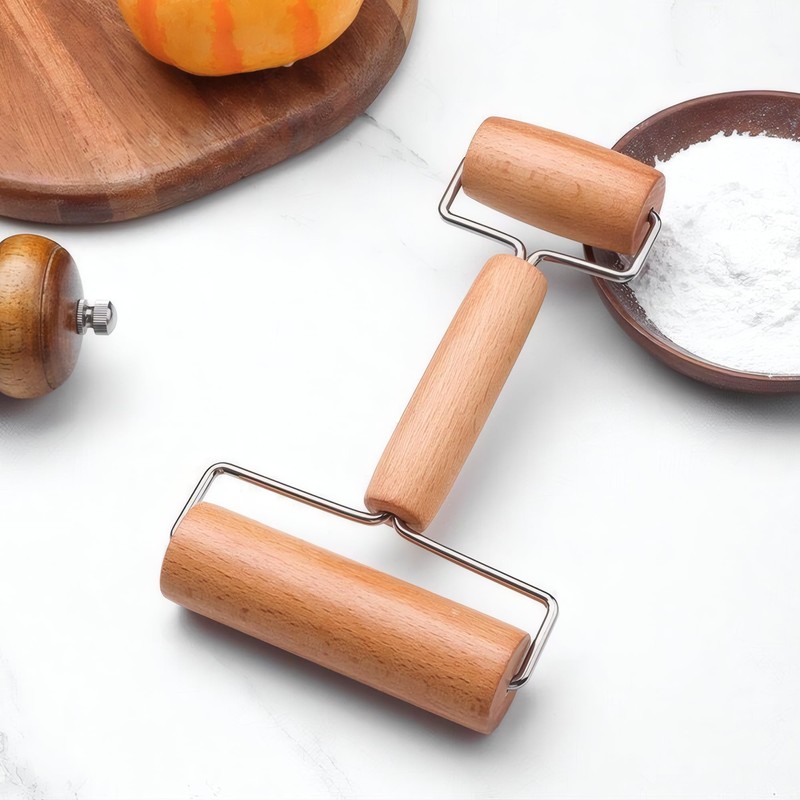 Rolling Pin Set, 2-Piece Set of Rolling Pin Wood +