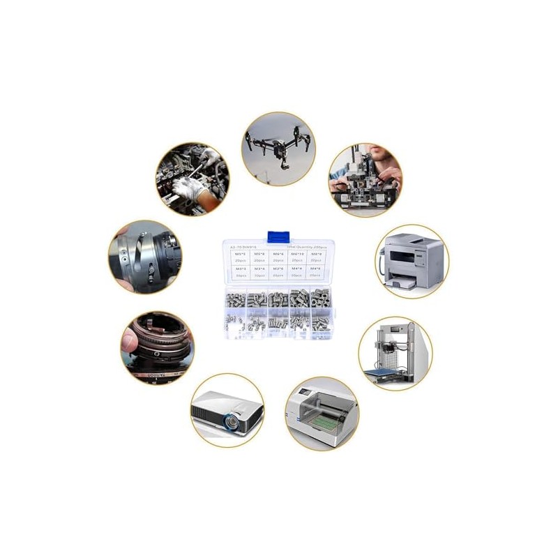 Ieron 200 pcs Stainless Steel Thread Insert Set, Self-Tapping Threaded