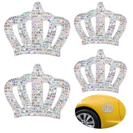4 Pieces Crystal Crown Car Stickers(2.36x1.96 inches) Bling Rhinestone Decals Princess Crown Self-Adhesive Bling Car Window Stickers for Car Window Laptops Luggage Bumper Decoration