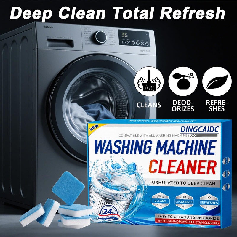 Washing Machine Cleaner, Deep Clean Formula, 24 Pieces, Deodorizes and