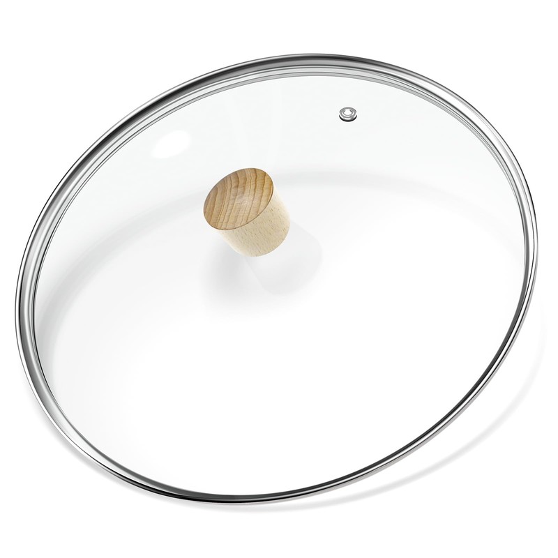 13 inch Tempered Glass Lid, CUKISIKUC Wok Frying Pan and