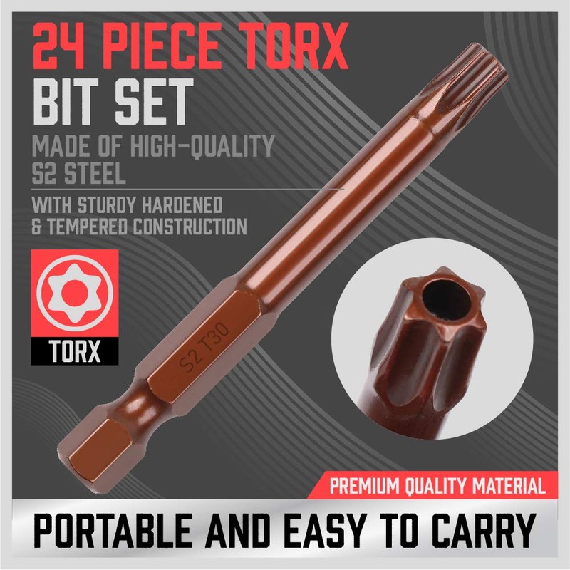 SEDY 24-Piece Security Torx Bit Set, Tamper Resistant Torx Bit