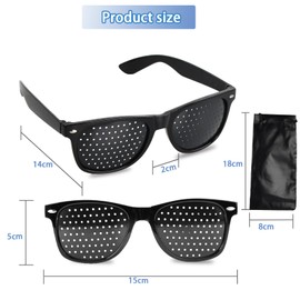 Pack of 4 eye trainer hole glasses, black grid glasses, pinhole glasses with 4 glasses storage bag, comfortable hole glasses for eye training for relaxation, pin hole glasses, anti-fatigue glasses