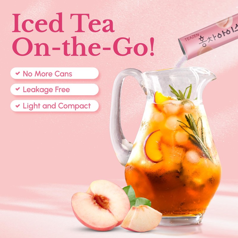Teazen Summer Peach Iced Tea, Sugar Free, Uva Black Tea,