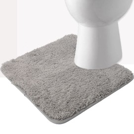 Toilet Mat, Fluffy/Washable Toilet Mat, Scandinavian Toilet Rug, Stylish, Toilet Carpet, Absorbent, Quick Drying, Anti-Slip, Solid Color, Toilet Mat, 23.6 x 19.7 inches (60 x 50 cm) (Gray)
