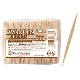 Sunup PIW300S Pincio Spicks, 300 Pieces, Wooden Picks That Stick Firmly to Foods, Create a Stylish Bar, Spanish Style Toothpick, 2.6 inches (65 mm)