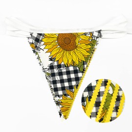 32Ft Yellow and Black Plaid Sunflower Pennant Banner Fabric Triangle Flag Bunting Garland for Sunflower Spring Summer Birthday Wedding Baby Bridal Shower Tea Party Outdoor Garden Hanging Decorations