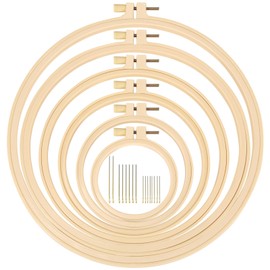 XEmbro 6 Pieces Embroidery Hoop 3.6 to 10.7 inches Plastic Cross Stitch Hoop with 16PCS Needles, Small Embroidery Hoops for Embroidery, Cross Stitch, Craft Sewing, and Decoration Ornaments