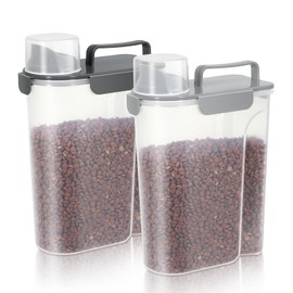 LEAWALK Dog Food Storage Container, Upgraded Large Nozzle, BPA-free, 10-14 LBS Plastic Pet Food Storage Container, With 4 Sealed Clasps, 1 Measuring Cup and Handle, Easy to Clean and Carry -2 Packs…