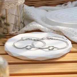 ARICHDUDE Friendship Bracelets for Women, Best Friend Bracelet Love Knot Birthday Christmas Jewelry Gift for Women Bff Bestie Soul Sister