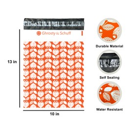 10x13 Poly Mailers Pack of 100 Shipping Bags Mailing Small Business Clothing Plastic Packaging Self Seal Cute (Orange Tulip)