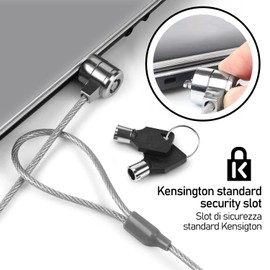 Cable Technologies Steel Security Cable 110cm Notebook with Padlock Kensington Security Slots Key Lock 2 Keys Protective Lock PVC Coated
