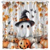 Funny Ghost Shower Curtain Fall Spooky Ghost Take Bath Bat