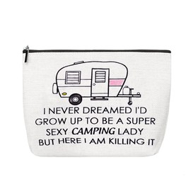 Camping Cosmetic Gift Bag for Women Girls Camper Van Gifts for Camping Lovers Camping Accessories Travel Makeup Bag Pouch Caravan Gifts for Travel Lovers Zipper Portable Cosmetic Pouch