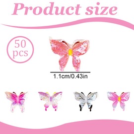 YUZNA 3D Butterfly Nail Charms Luminous Butterfly Nail Art Charms Nail Accessories Nail Design Glitter Stones Decorative Nail Stones Nail Art Rhinestones (Colourful Butterflies) Pack of 50