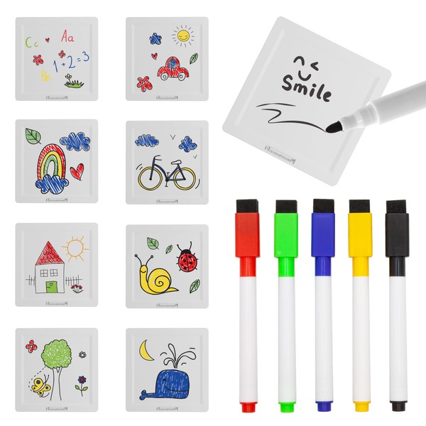PicassoTiles Canvas Tiles 13 Piece Whiteboard with 8 Magnetic Building Tiles & 5 Marker Pens Expansion Construction Blocks STEAM Learning Kits Educational Toy Set Preschool Toddler Child Kids Ages 3