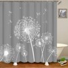RnnJoile Dandelion Shower Curtain Grey and White Shower Curtain for
