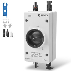 Pjerjzn Solar Panel Disconnect Switch 32Amps 1200V 4P DC Isolator Switch PV System IP66 Waterproof - Ideal for Solar Power Outdoor Isolation Cut Off for Photovoltaic System Repair Replace(1200V 32A)