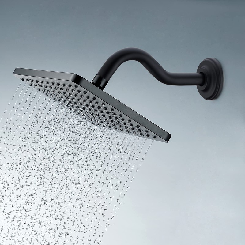 8 Inch S-Shape Curved Shower Arm with Flange Stainless Steel