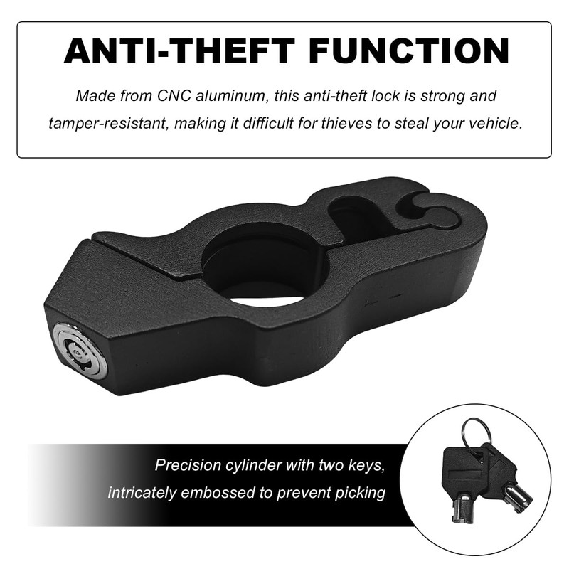 KVAEY Motorcycle Anti Theft Lock, Heavy Duty Adjustable Bike Handlebar