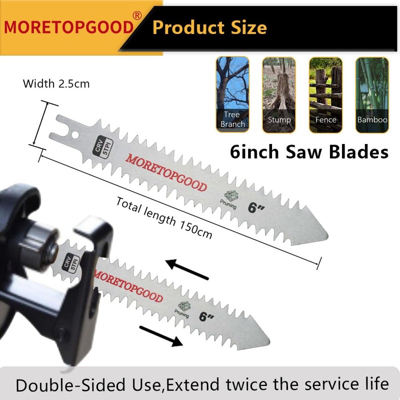 MORETOPGOOD Double-Sided Reciprocating Saw Blade,6 Inch Wood Pruning Japanese Teeth