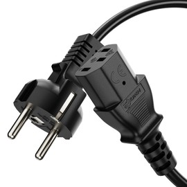 conecto Power Cable IEC Cable 3-Pin 5.0 m Protective Contact Power Plug Schuko Plug to IEC Coupling C13 Female Power Cable Power Supply for Monitor PC Printer, Black