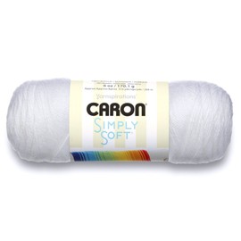 Caron Simply Soft Solids Yarn (4) Medium Gauge 100% Acrylic - 6 oz - White - Machine Wash & Dry