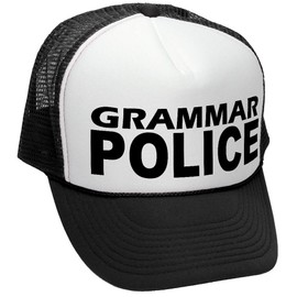 Grammar Police - Funny Parody English Joke - Vintage Retro Style Trucker Cap Hat (Black)
