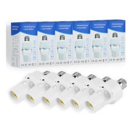 Losaitini® Socket Con Sensore De Movimiento 360°y Luminosidad E27 6pzs Interruptor De Retardo De Luz Con Sensor Ajustable 110-240 V Blanco Altura De Instalación 2-3,5 M