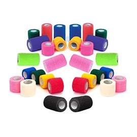 Prairie Horse Supply Vet Wrap Tape Bulk (Assorted Colors) (12 Pack) (2 Inches Wide) Vet Rap Medical First Aid Tape Self Adhesive Adherent for Ankle Wrist Sprains and Swelling